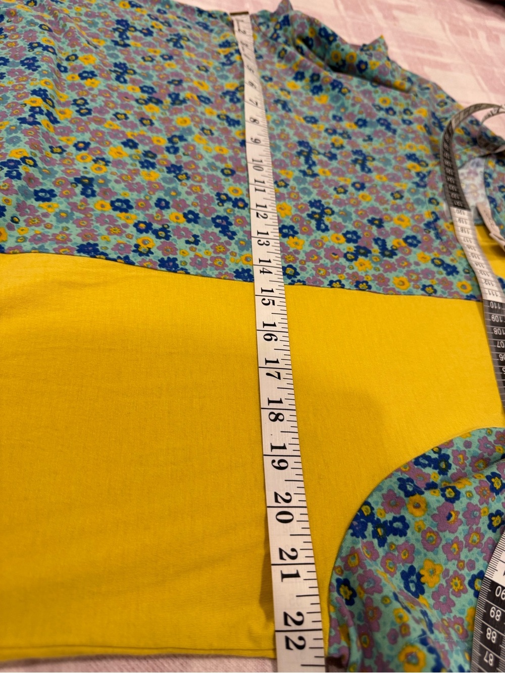 LOGO by Lori Goldstein Yellow & Teal Floral Scoop Neck Top - Picture 5 of 7